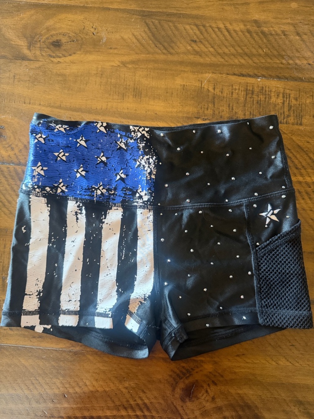 Rebel Athletics YL Blue & Black Athletic Compression Shorts